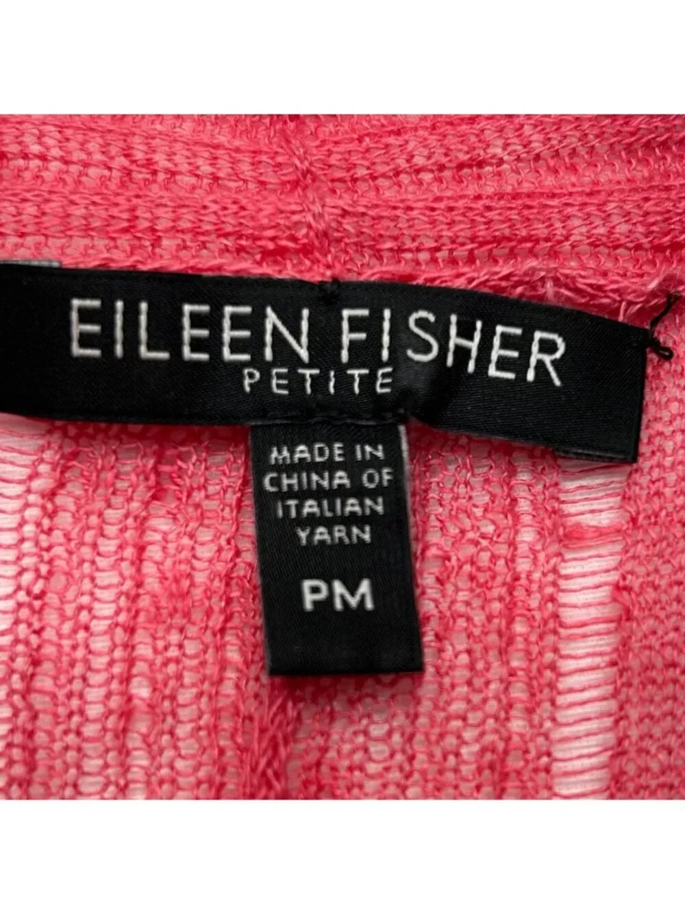 Eileen Fisher Variegated Peony Pink Silk/Linen Open Cardigan PM